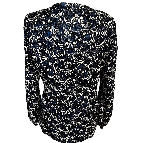 Tory Burch Caralyn Silk Blend Floral Sheen Long Sleeve Button Down Blouse Shirt - Picture 5 of 16